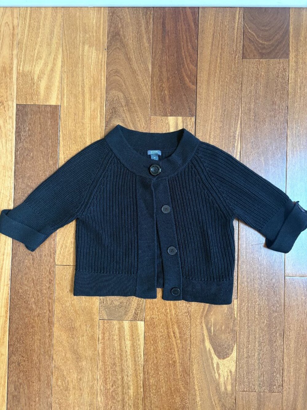 Kenneth Cole Reaction Y2k black ribbed knit cropped cardigan
